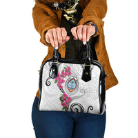 Guam Chamorro Shoulder Handbag Curves Polynesian Tattoo Mix Bougainvillea LT05 One Size White - Polynesian Pride