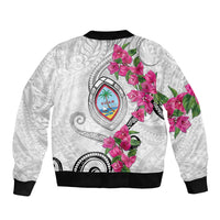 Guam Chamorro Sleeve Zip Bomber Jacket Curves Polynesian Tattoo Mix Bougainvillea LT05 - Polynesian Pride