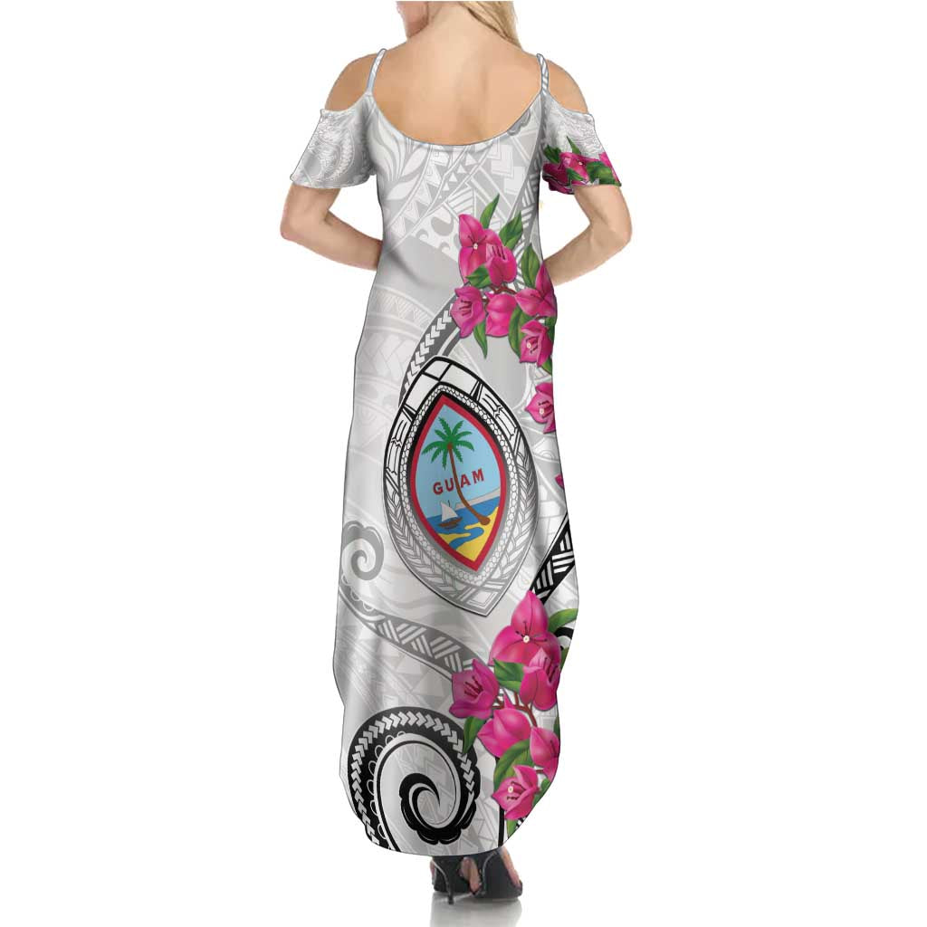 Guam Chamorro Summer Maxi Dress Curves Polynesian Tattoo Mix Bougainvillea LT05 - Polynesian Pride