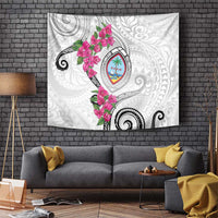 Guam Chamorro Tapestry Curves Polynesian Tattoo Mix Bougainvillea LT05 White - Polynesian Pride
