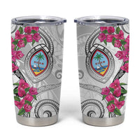 Guam Chamorro Tumbler Cup Curves Polynesian Tattoo Mix Bougainvillea LT05 White - Polynesian Pride