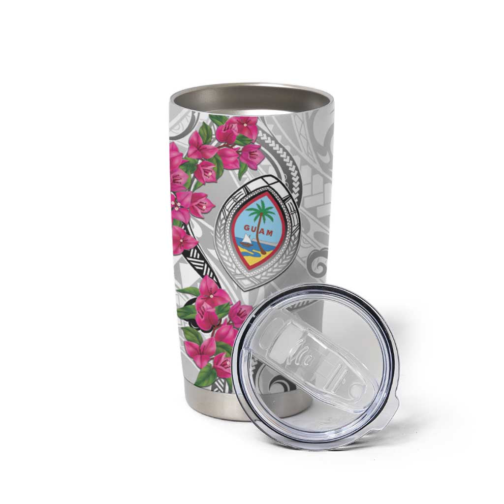 Guam Chamorro Tumbler Cup Curves Polynesian Tattoo Mix Bougainvillea LT05 - Polynesian Pride