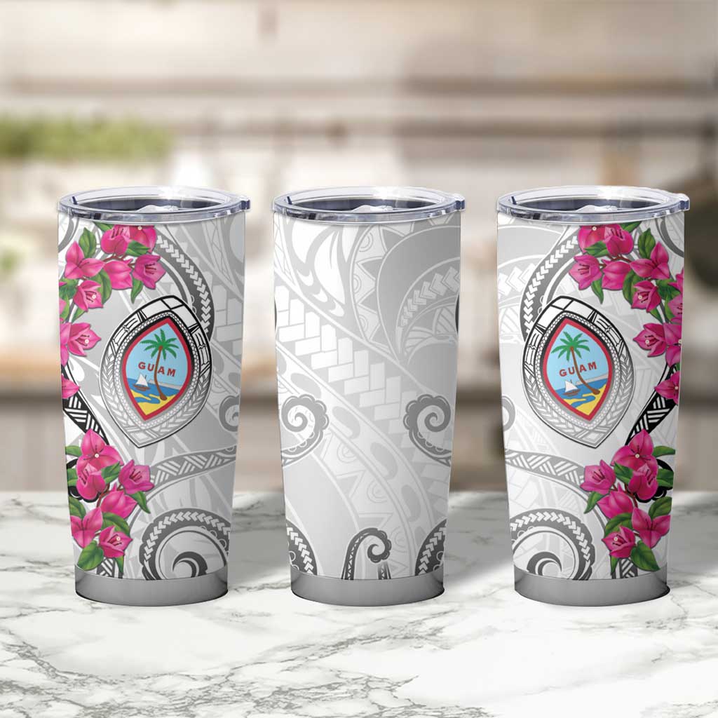 Guam Chamorro Tumbler Cup Curves Polynesian Tattoo Mix Bougainvillea LT05 - Polynesian Pride