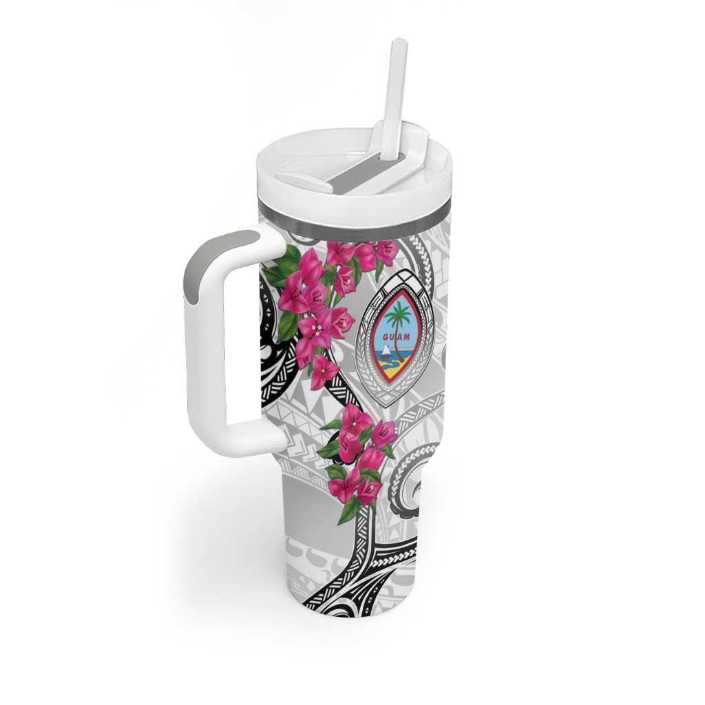 Guam Chamorro Tumbler With Handle Curves Polynesian Tattoo Mix Bougainvillea LT05 - Polynesian Pride
