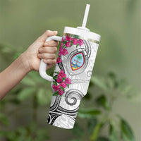 Guam Chamorro Tumbler With Handle Curves Polynesian Tattoo Mix Bougainvillea LT05 - Polynesian Pride