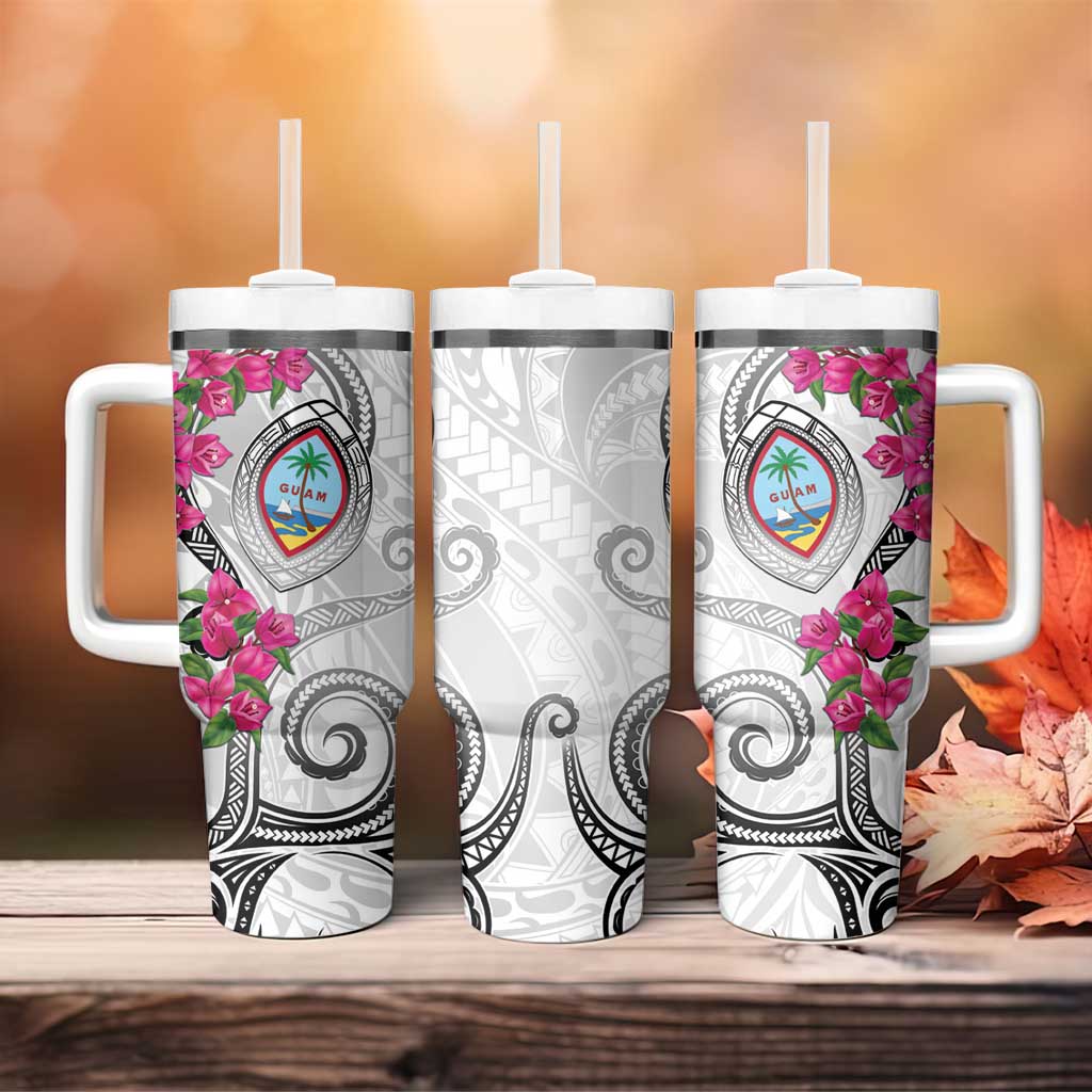 Guam Chamorro Tumbler With Handle Curves Polynesian Tattoo Mix Bougainvillea LT05 - Polynesian Pride