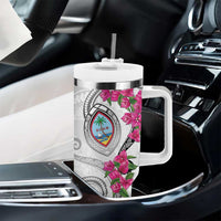 Guam Chamorro Tumbler With Handle Curves Polynesian Tattoo Mix Bougainvillea LT05 - Polynesian Pride
