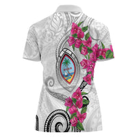 Guam Chamorro Women Polo Shirt Curves Polynesian Tattoo Mix Bougainvillea LT05 - Polynesian Pride