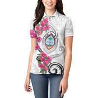Guam Chamorro Women Polo Shirt Curves Polynesian Tattoo Mix Bougainvillea LT05 - Polynesian Pride