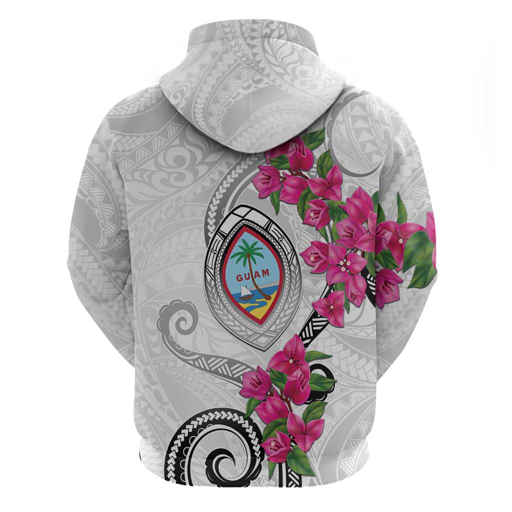 Guam Chamorro Zip Hoodie Curves Polynesian Tattoo Mix Bougainvillea LT05 - Polynesian Pride