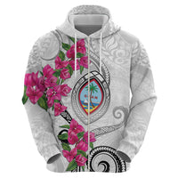 Guam Chamorro Zip Hoodie Curves Polynesian Tattoo Mix Bougainvillea LT05 - Polynesian Pride