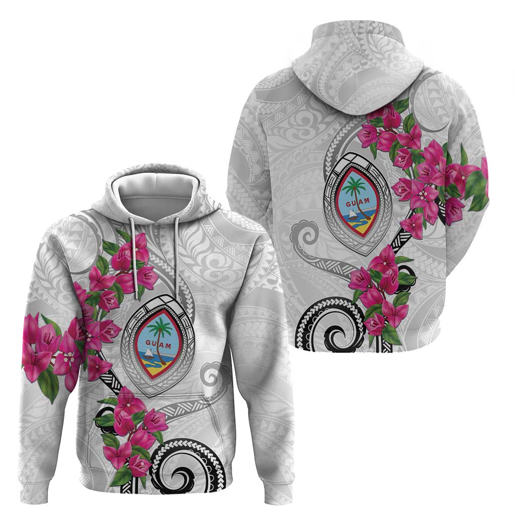 Guam Chamorro Zip Hoodie Curves Polynesian Tattoo Mix Bougainvillea LT05 - Polynesian Pride
