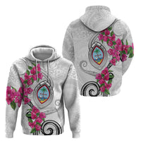 Guam Chamorro Zip Hoodie Curves Polynesian Tattoo Mix Bougainvillea LT05 - Polynesian Pride