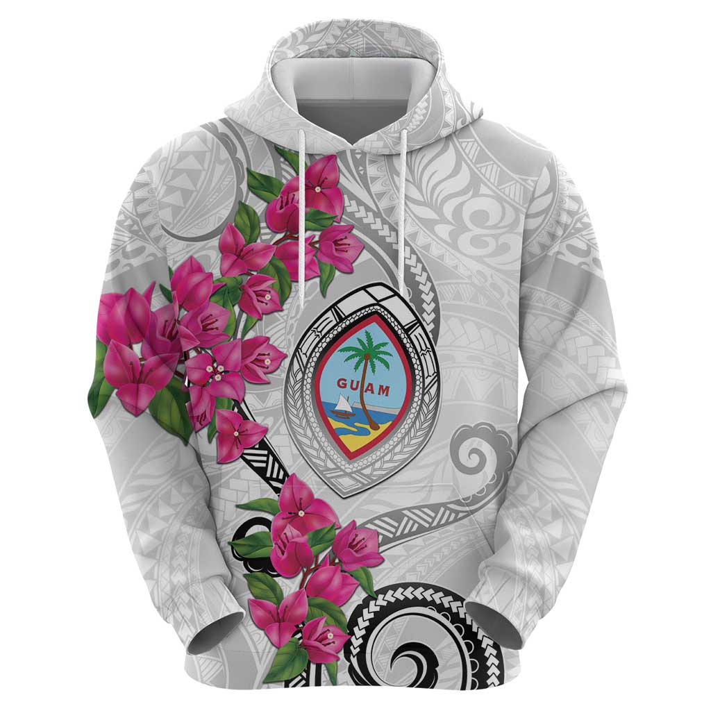 Guam Chamorro Zip Hoodie Curves Polynesian Tattoo Mix Bougainvillea LT05 - Polynesian Pride