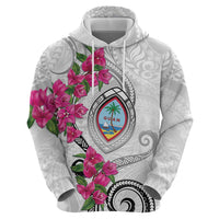 Guam Chamorro Zip Hoodie Curves Polynesian Tattoo Mix Bougainvillea LT05 - Polynesian Pride
