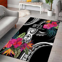 Hafa Adai Guam Area Rug Polynesian Tattoo Tropical Flowers LT05 - Polynesian Pride