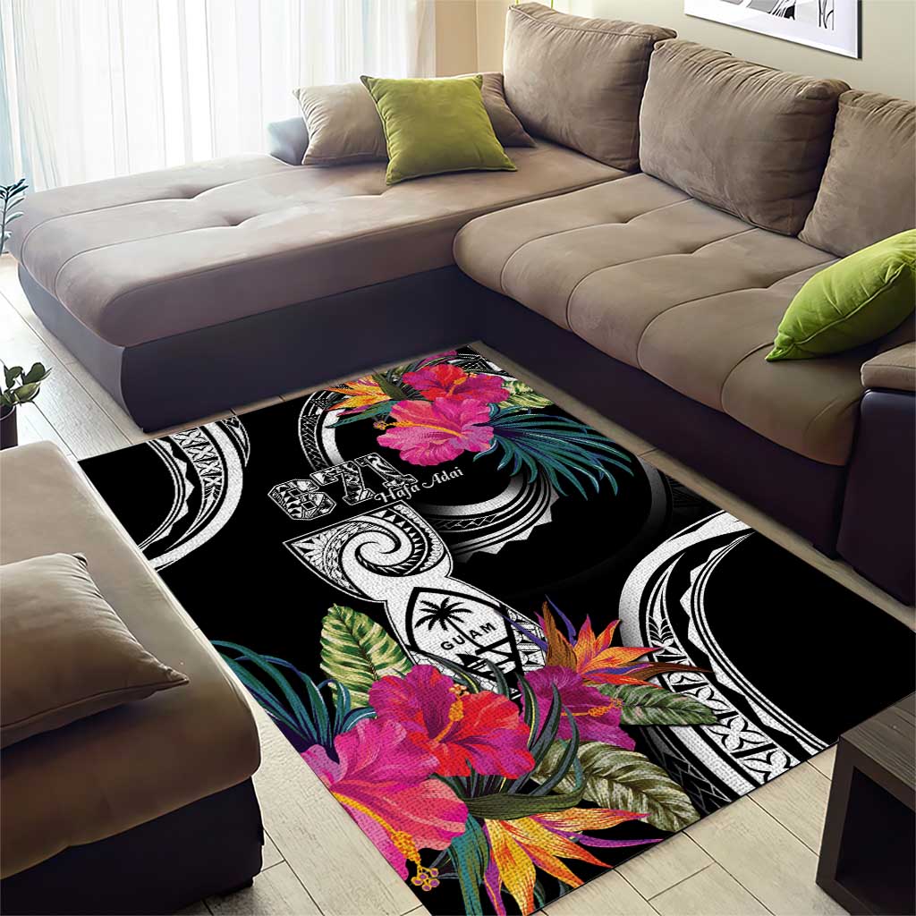 Hafa Adai Guam Area Rug Polynesian Tattoo Tropical Flowers LT05 - Polynesian Pride
