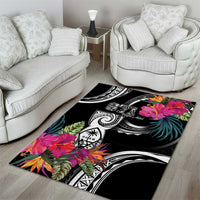 Hafa Adai Guam Area Rug Polynesian Tattoo Tropical Flowers LT05 - Polynesian Pride