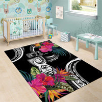 Hafa Adai Guam Area Rug Polynesian Tattoo Tropical Flowers LT05 - Polynesian Pride