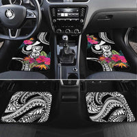 Hafa Adai Guam Car Mats Polynesian Tattoo Tropical Flowers LT05 Set 4pcs Black - Polynesian Pride