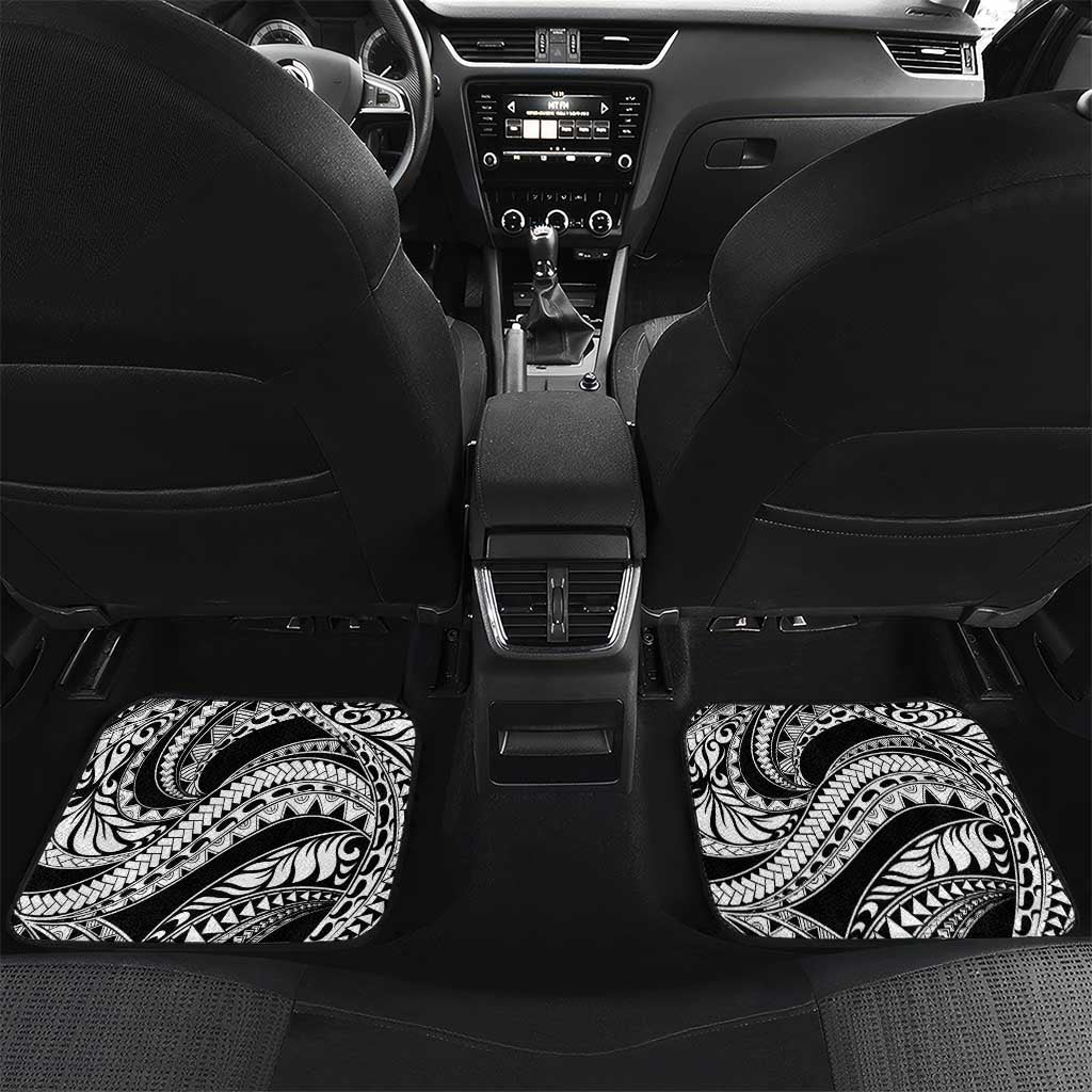 Hafa Adai Guam Car Mats Polynesian Tattoo Tropical Flowers LT05 Set 2pcs - Back Black - Polynesian Pride