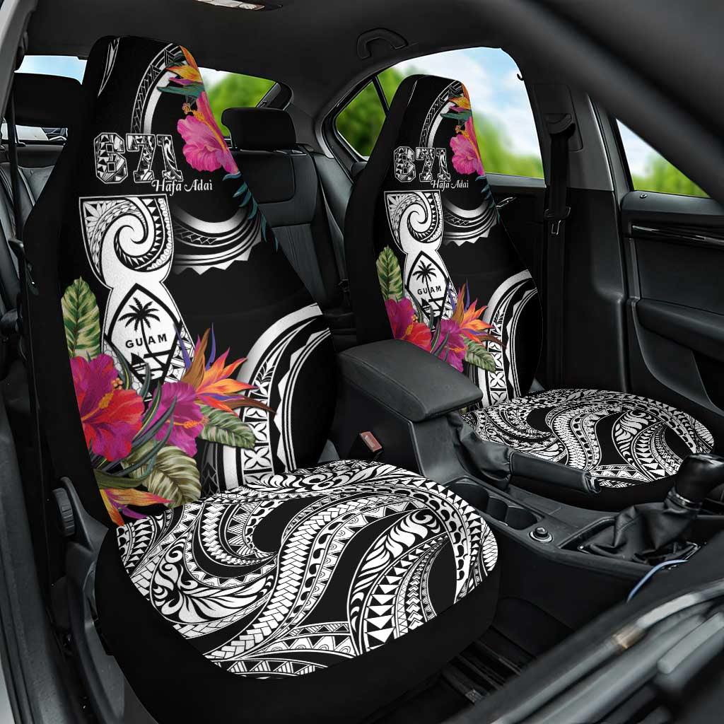 Hafa Adai Guam Car Seat Cover Polynesian Tattoo Tropical Flowers LT05 One Size Black - Polynesian Pride