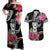 Hafa Adai Guam Couples Matching Off Shoulder Maxi Dress and Hawaiian Shirt Polynesian Tattoo Tropical Flowers