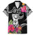 Hafa Adai Guam Family Matching Long Sleeve Bodycon Dress and Hawaiian Shirt Polynesian Tattoo Tropical Flowers