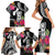 Hafa Adai Guam Family Matching Short Sleeve Bodycon Dress and Hawaiian Shirt Polynesian Tattoo Tropical Flowers