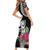 Hafa Adai Guam Family Matching Short Sleeve Bodycon Dress and Hawaiian Shirt Polynesian Tattoo Tropical Flowers