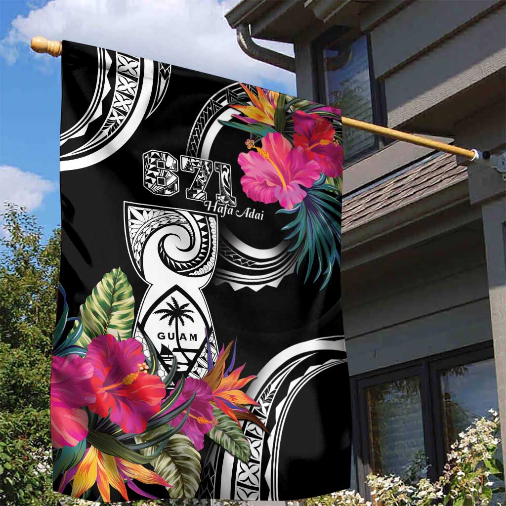 Hafa Adai Guam Garden Flag Polynesian Tattoo Tropical Flowers LT05 - Polynesian Pride