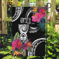 Hafa Adai Guam Garden Flag Polynesian Tattoo Tropical Flowers LT05 Garden Flag Black - Polynesian Pride