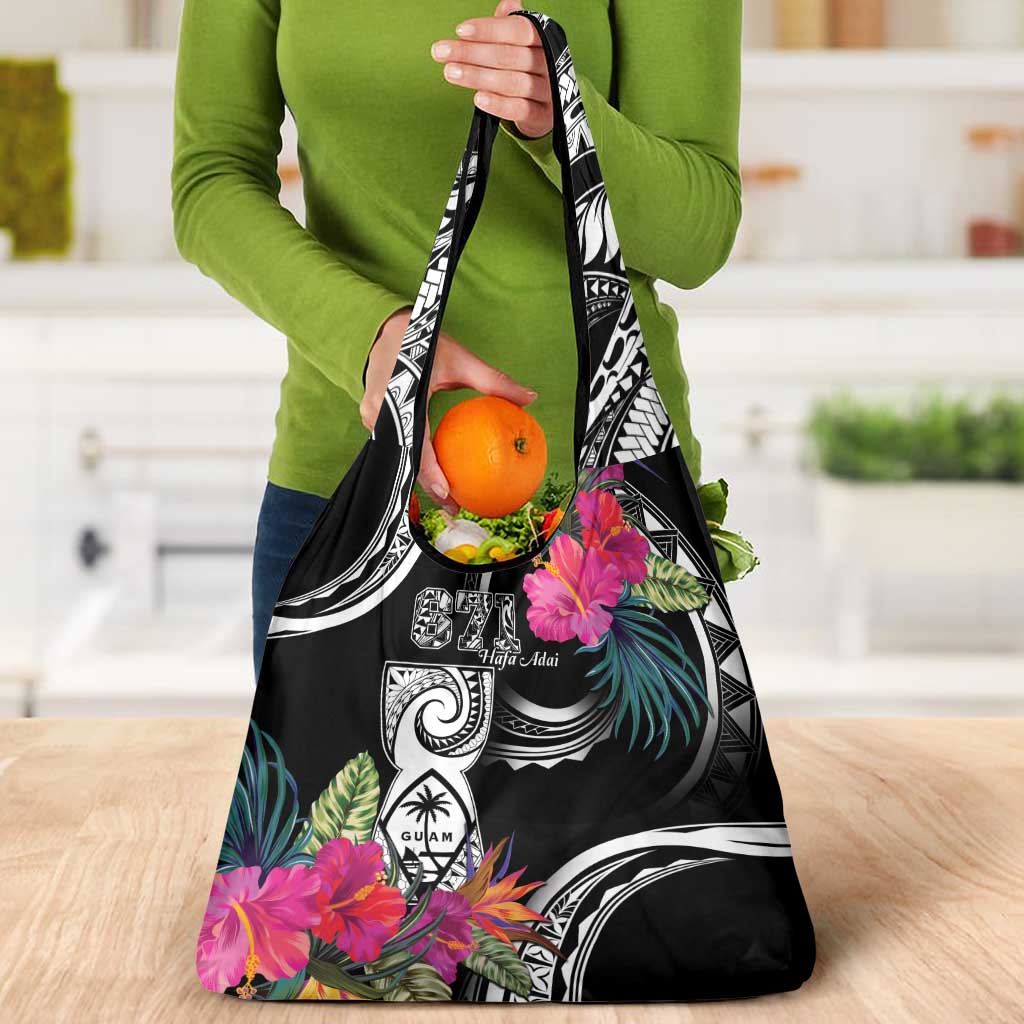 Hafa Adai Guam Grocery Bag Polynesian Tattoo Tropical Flowers LT05 - Polynesian Pride