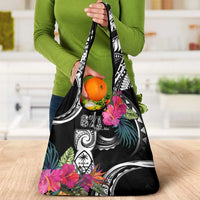 Hafa Adai Guam Grocery Bag Polynesian Tattoo Tropical Flowers LT05 - Polynesian Pride