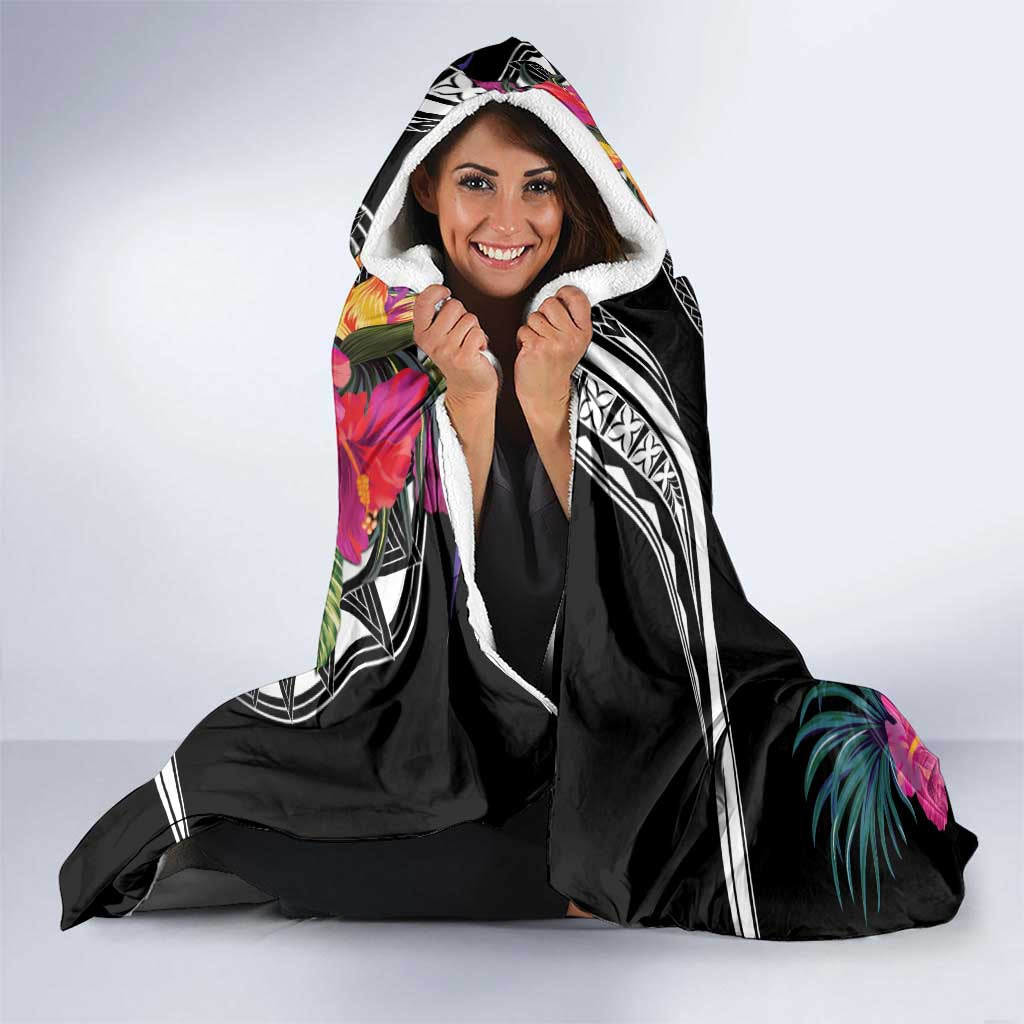 Hafa Adai Guam Hooded Blanket Polynesian Tattoo Tropical Flowers LT05 - Polynesian Pride