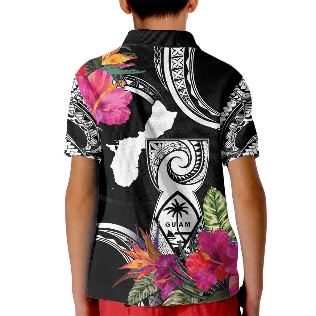 Hafa Adai Guam Kid Polo Shirt Polynesian Tattoo Tropical Flowers LT05 - Polynesian Pride