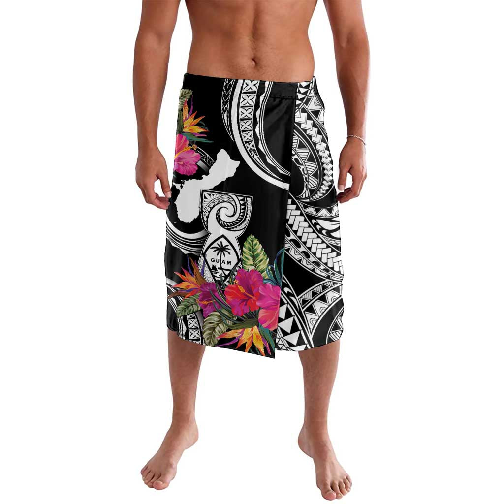 Hafa Adai Guam Lavalava Polynesian Tattoo Tropical Flowers LT05 Black - Polynesian Pride