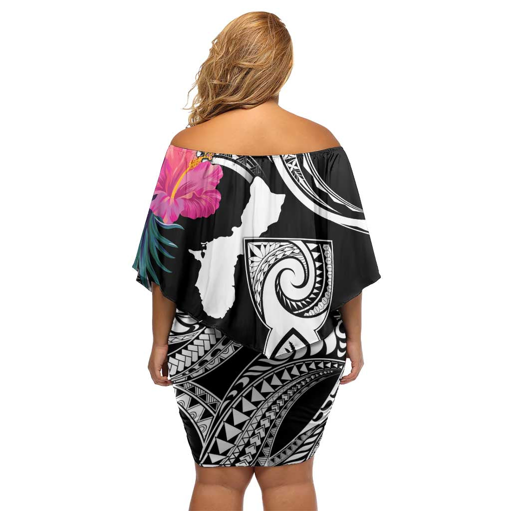 Hafa Adai Guam Off Shoulder Short Dress Polynesian Tattoo Tropical Flowers LT05 - Polynesian Pride