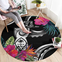 Hafa Adai Guam Round Carpet Polynesian Tattoo Tropical Flowers LT05 - Polynesian Pride