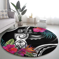 Hafa Adai Guam Round Carpet Polynesian Tattoo Tropical Flowers LT05 - Polynesian Pride
