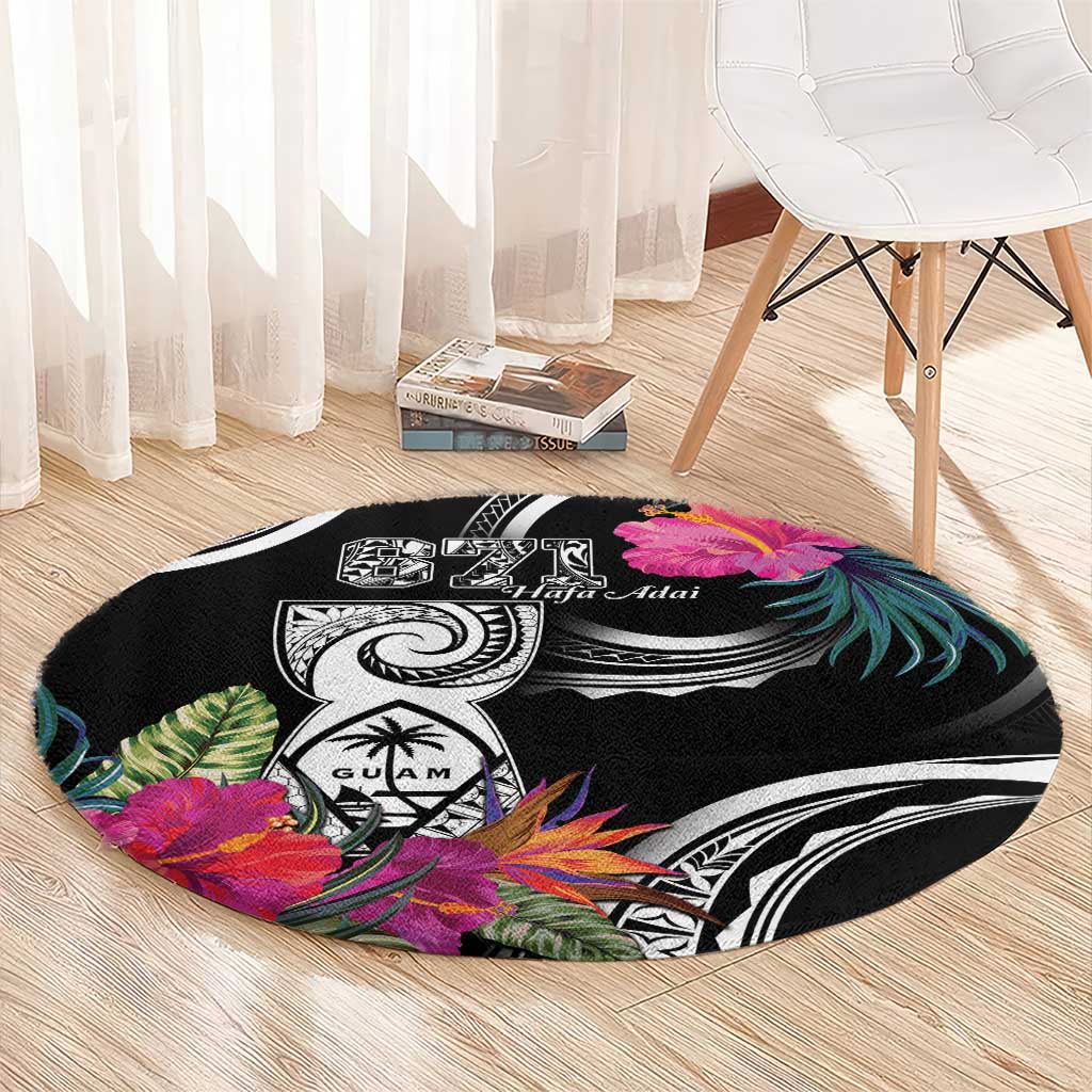 Hafa Adai Guam Round Carpet Polynesian Tattoo Tropical Flowers LT05 - Polynesian Pride
