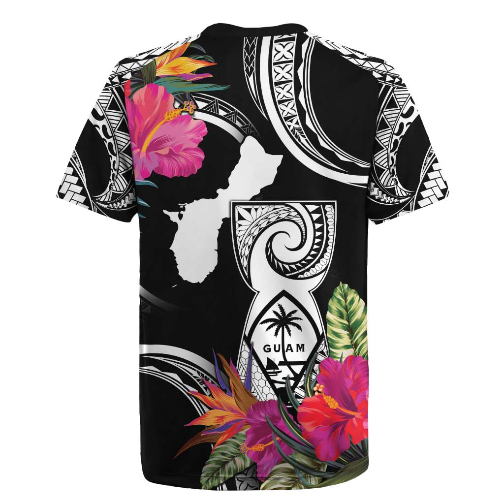 Hafa Adai Guam Rugby Jersey Polynesian Tattoo Tropical Flowers LT05 - Polynesian Pride