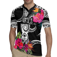 Hafa Adai Guam Rugby Jersey Polynesian Tattoo Tropical Flowers LT05 - Polynesian Pride