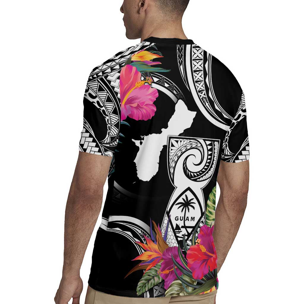 Hafa Adai Guam Rugby Jersey Polynesian Tattoo Tropical Flowers LT05 - Polynesian Pride