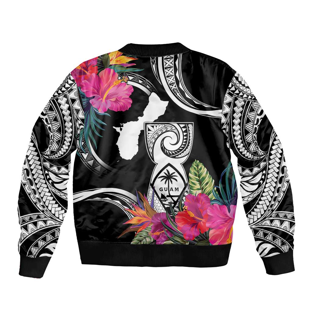 Hafa Adai Guam Sleeve Zip Bomber Jacket Polynesian Tattoo Tropical Flowers LT05 - Polynesian Pride