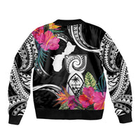 Hafa Adai Guam Sleeve Zip Bomber Jacket Polynesian Tattoo Tropical Flowers LT05 - Polynesian Pride