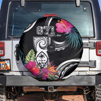 Hafa Adai Guam Spare Tire Cover Polynesian Tattoo Tropical Flowers LT05 Black - Polynesian Pride