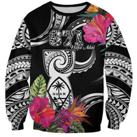 Hafa Adai Guam Sweatshirt Polynesian Tattoo Tropical Flowers LT05 Unisex Black - Polynesian Pride