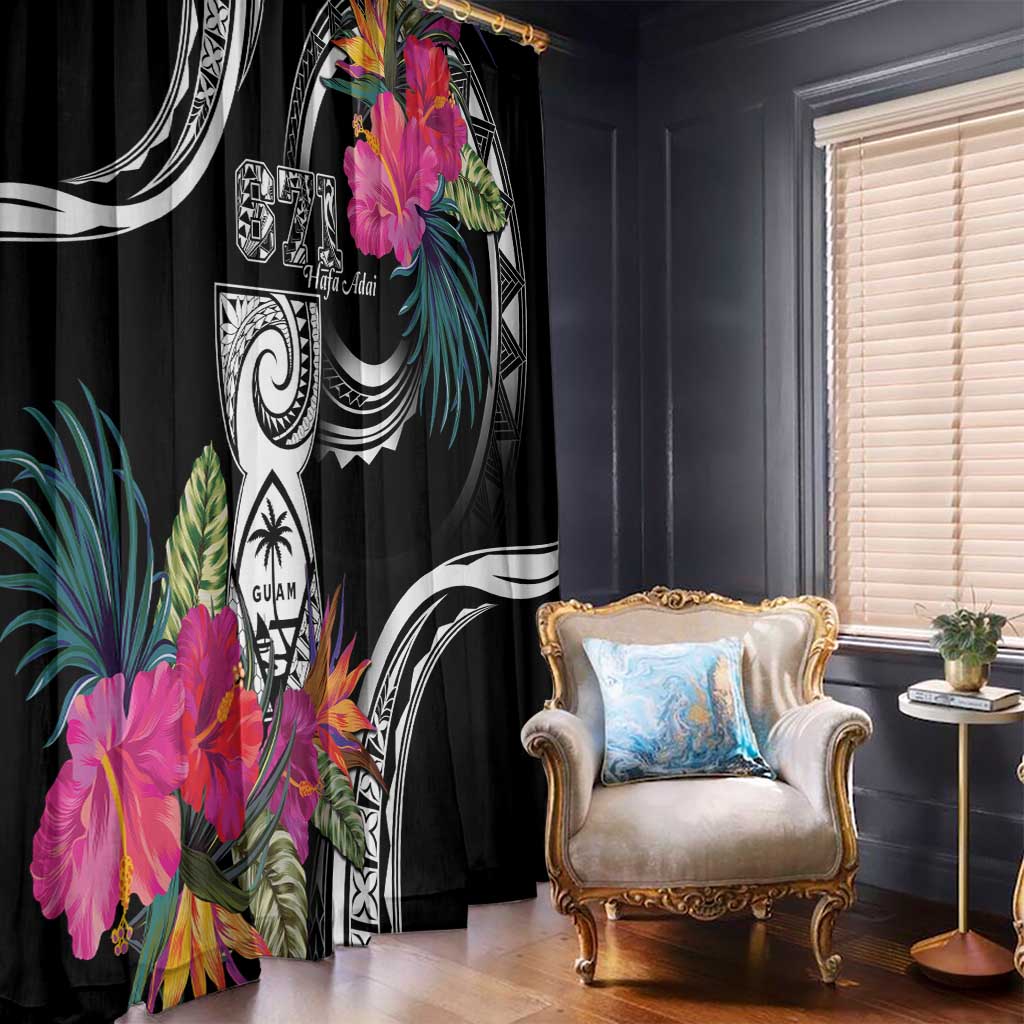 Hafa Adai Guam Window Curtain Polynesian Tattoo Tropical Flowers LT05 - Polynesian Pride