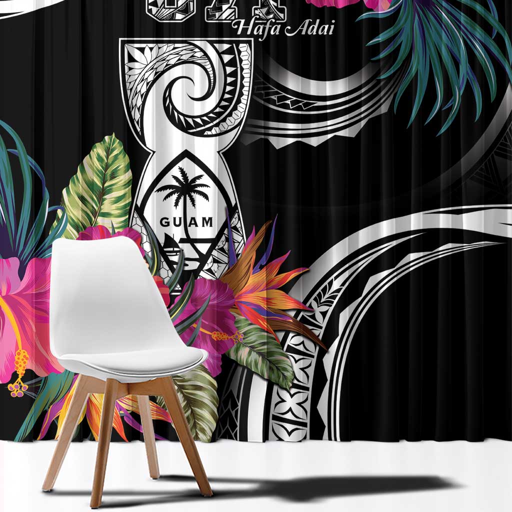 Hafa Adai Guam Window Curtain Polynesian Tattoo Tropical Flowers LT05 - Polynesian Pride
